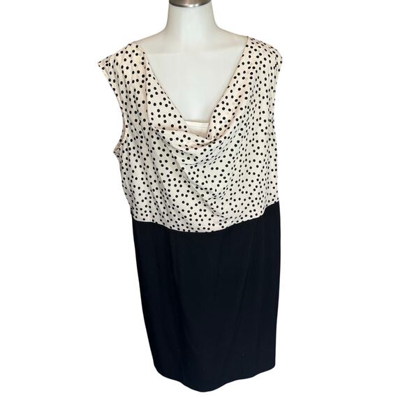 Alyx Woman Plus Size 20W Sleeveless Black Dress with Cream Polka Dot Top - Picture 1 of 5